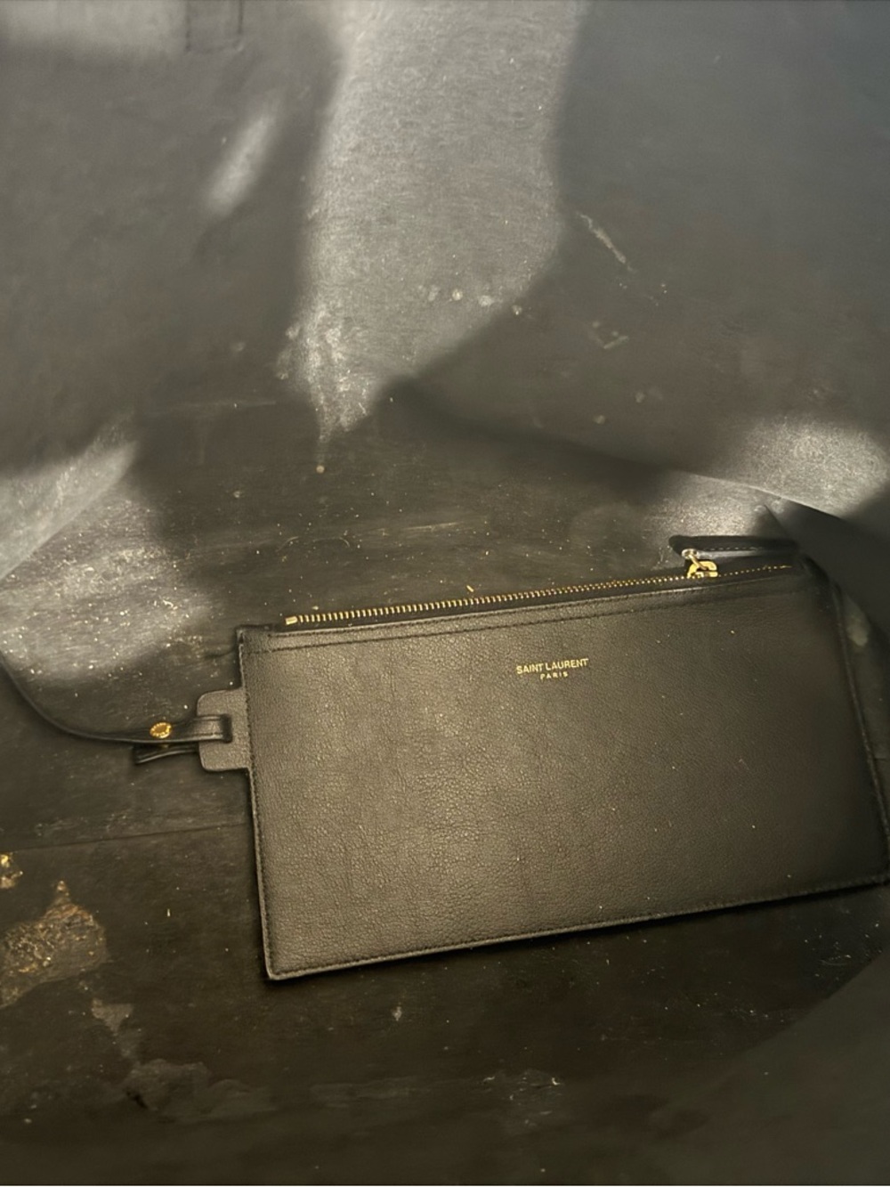 Saint Laurent Black Leather Duffel Bag with Gold Logo - Picture 5 of 5